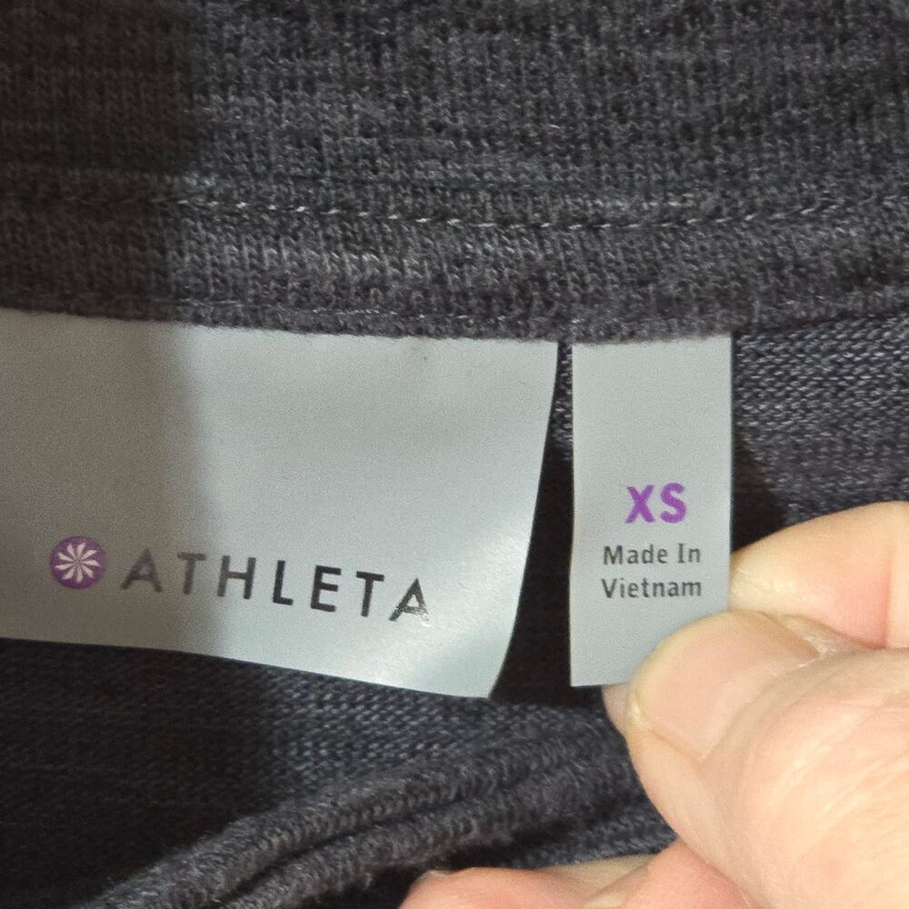 Athleta Techie Sweat Track Sweatshirt Gray X Small Kangaroo Pockets Poly/Spandex - Picture 4 of 7